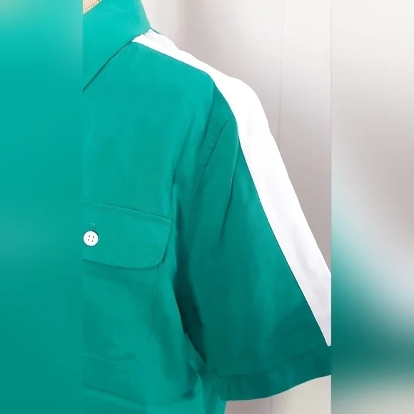 NWT Murano Green Slim Fit Mens Causal Button Short Sleeve Shirt Size Medium - Picture 5 of 10